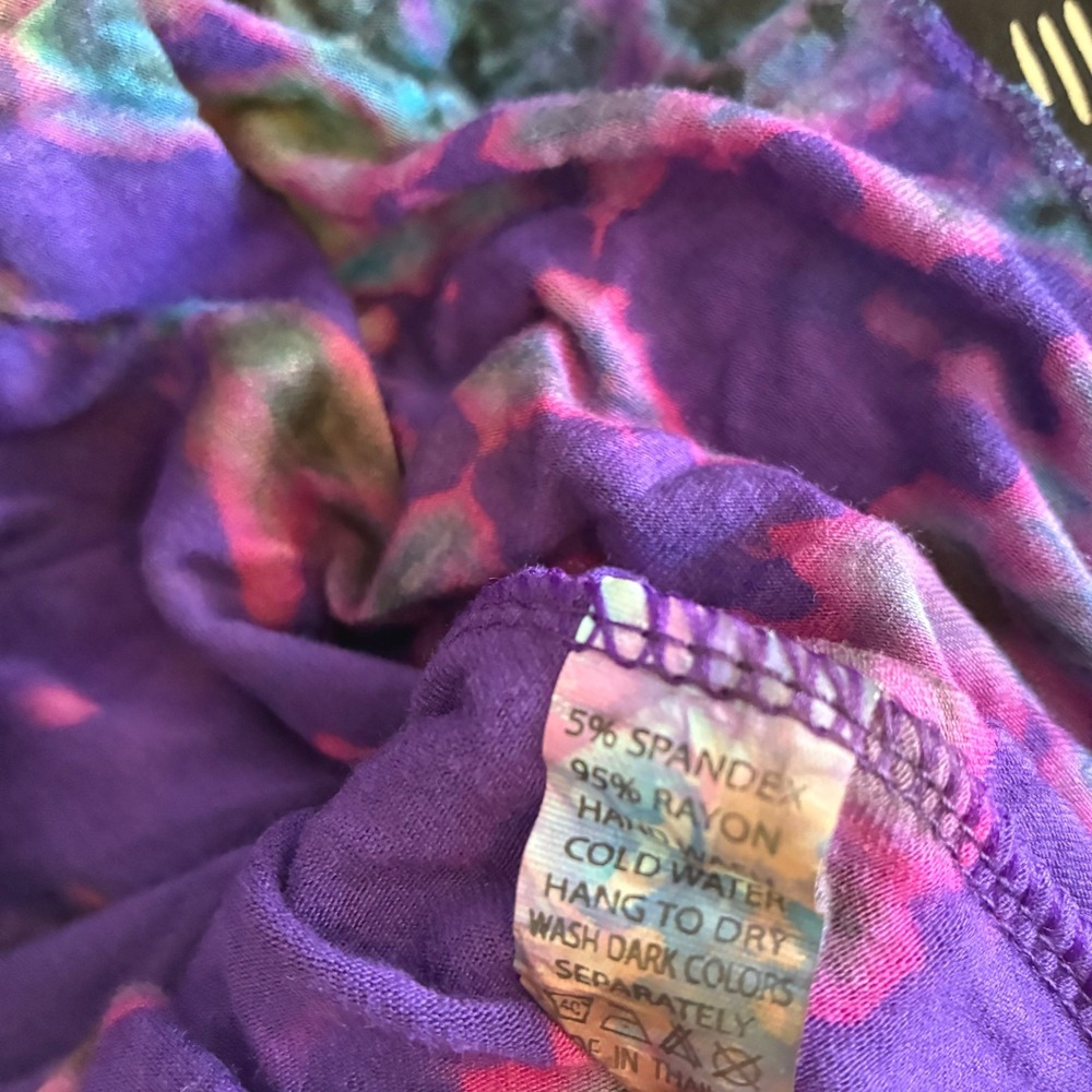 Flashback Tie Dye Sleeveless Dress Handkerchief Hem Boho Hippie Festival Purple - Picture 6 of 7